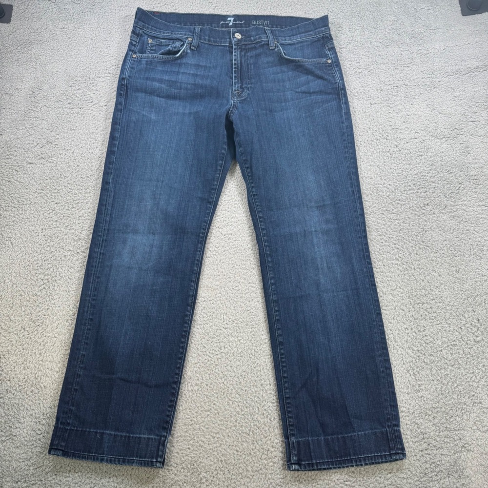 7 For All Mankind Austyn Men Dark Wash Straight Leg Jeans Size 36x29